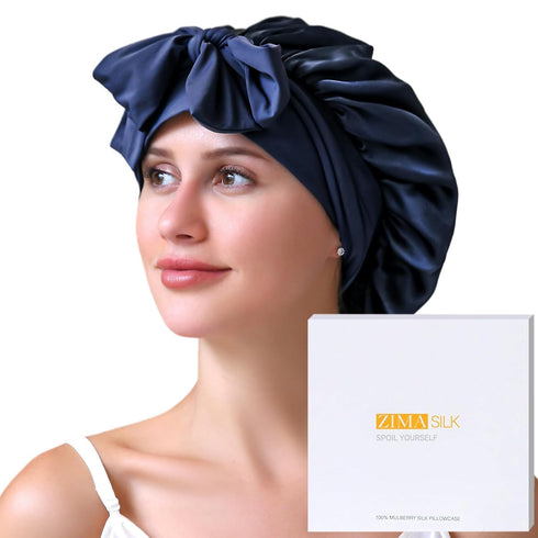 22 Momme Silk Sleep Cap with Ice Silk Band (T)
